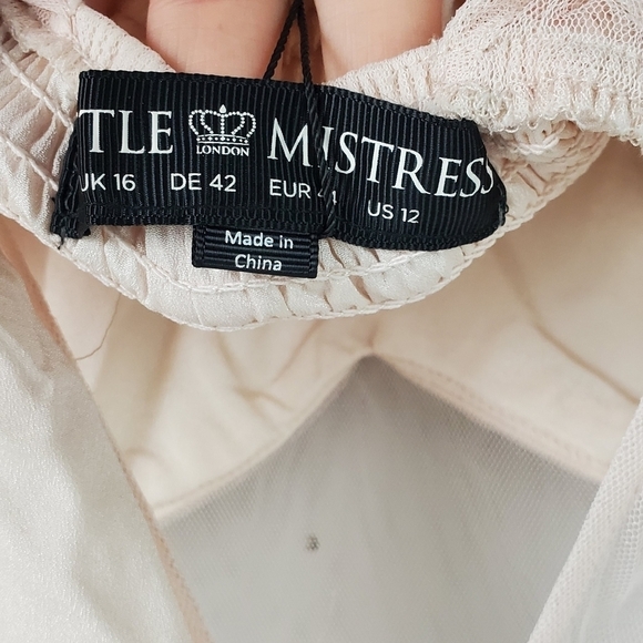 Asos Little Mistress Mesh Insert Maxi Dress Pink US 12 - Picture 10 of 12